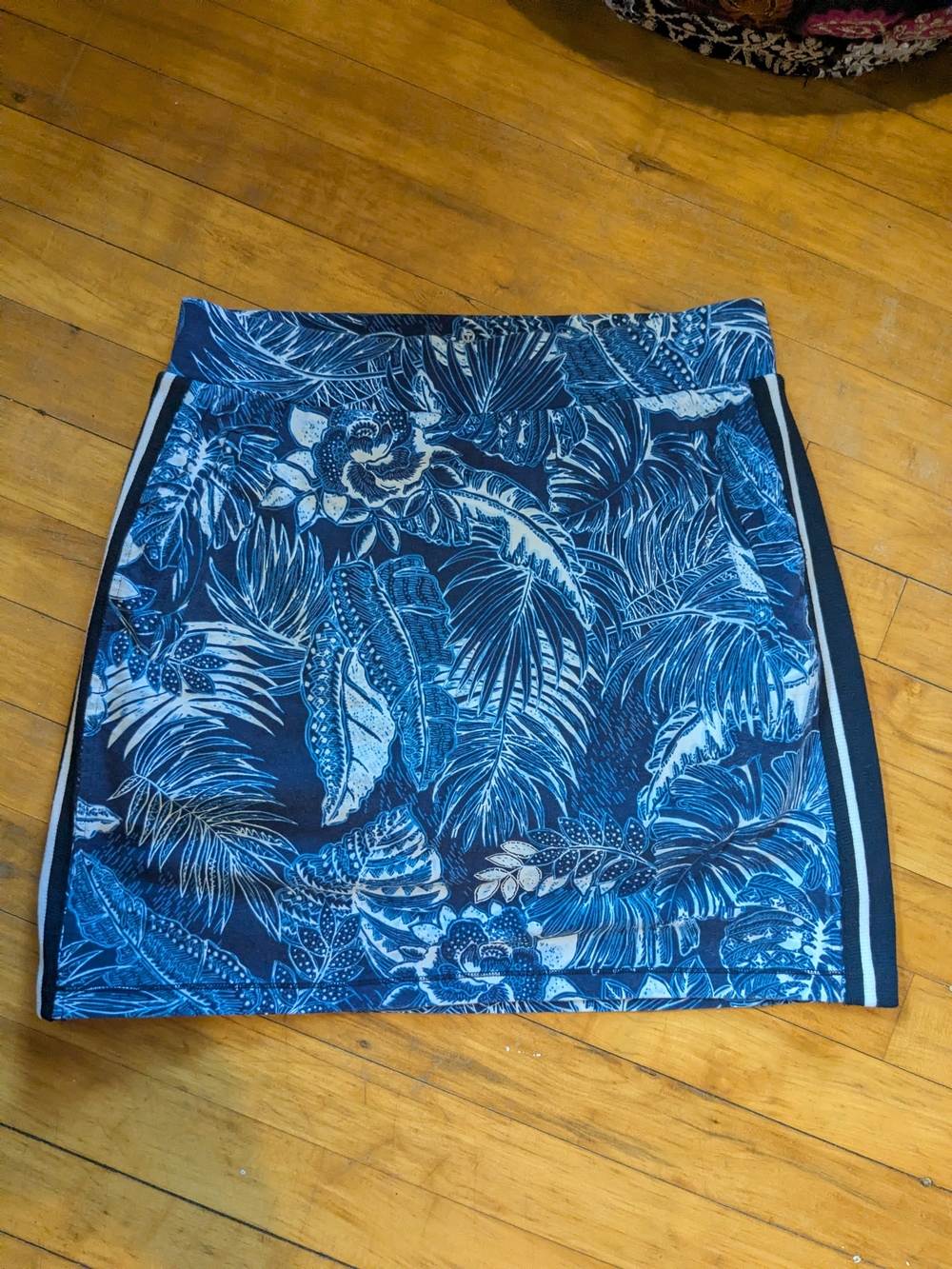 Talbots Blue Tropical-Print Pencil Skirt